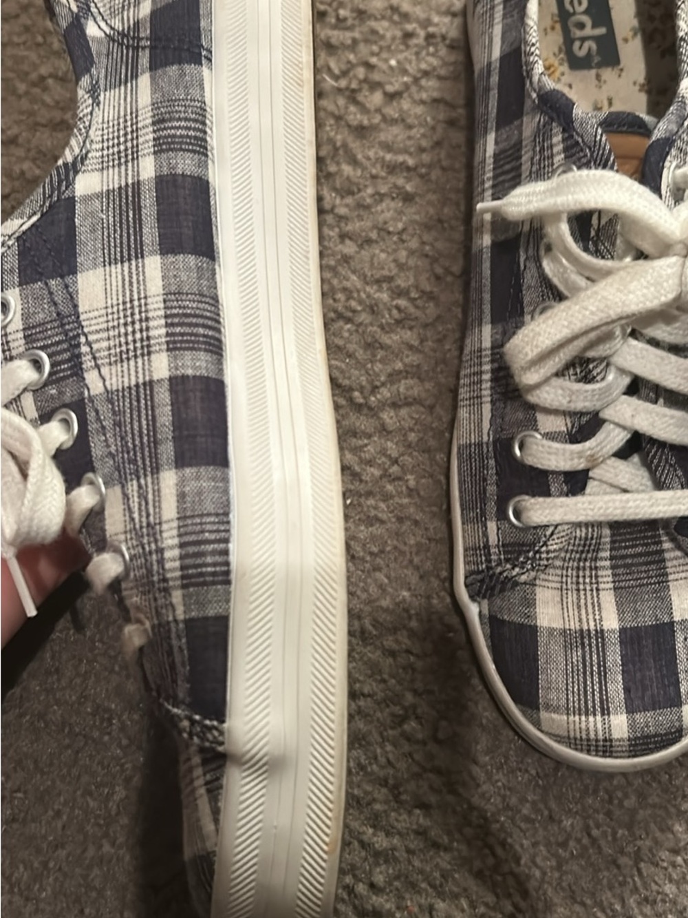 Keds Navy and White Plaid Canvas Sneakers